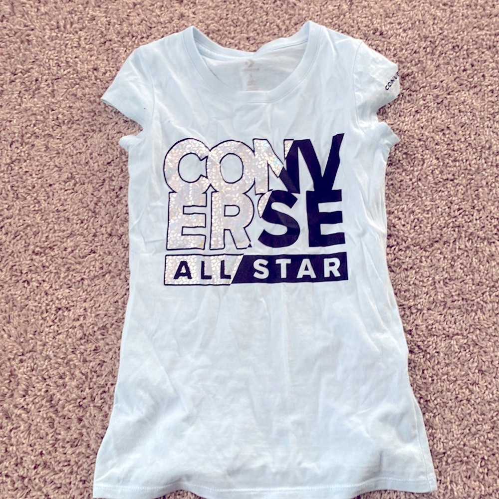 CONVERSE Girls Baby Blue Tee Size Small